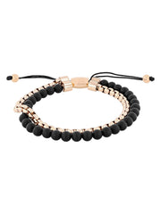 Stainless Steel Onyx Bead Bolo Bracelet