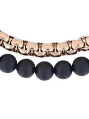 Stainless Steel Onyx Bead Bolo Bracelet