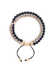 Stainless Steel Onyx Bead Bolo Bracelet