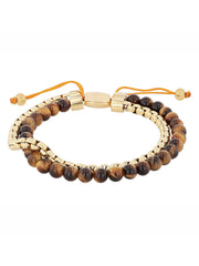 Stainless Steel Tiger Eye Bead Bolo Bracelet