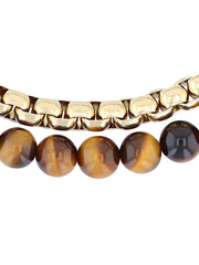 Stainless Steel Tiger Eye Bead Bolo Bracelet