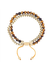 Stainless Steel Tiger Eye Bead Bolo Bracelet