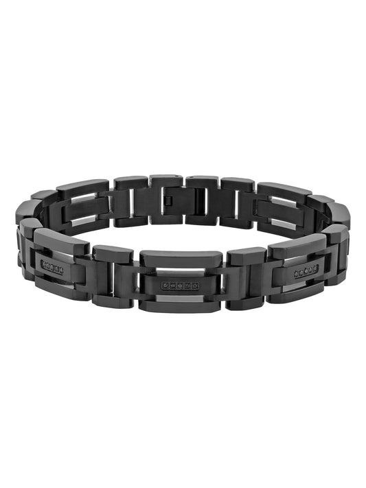 1/6Ctw Black Diamond & Black Ip Stainless Steel Bracelet