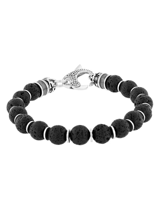 Stainless Steel Lava Bead Bolo Bracelet