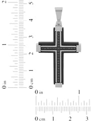 1/6Ctw Black Diamond Stainless Steel With Black Ip Cross Pendant