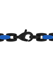 Stainless Steel With Black & Blue Ip 24" Oval Link Chain