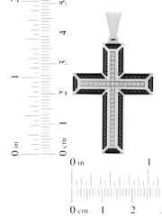 1/2Ctw Black & White Diamond Stainless Steel W/ Black Ip Cross Pendant