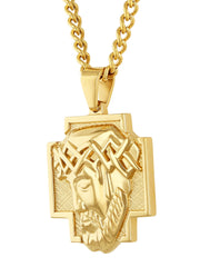 Stainless Steel With Yellow Ip Jesus Pendant