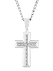 .10Ctw Stainless Steel Cross Pendant