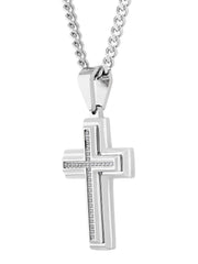 .10Ctw Stainless Steel Cross Pendant