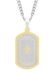 Stainless Steel Two Tone With Yellow Ip Lord'S Prayer Dog Tag