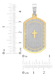 Stainless Steel Two Tone With Yellow Ip Lord'S Prayer Dog Tag