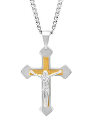 Stainless Steel Two Tone Crucifix Pendant