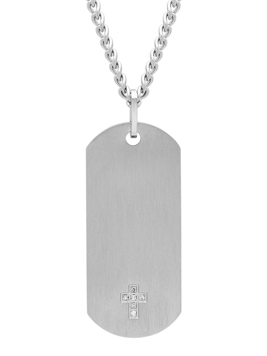 1/20Ctw Stainless Steel With Cross Dog Tag