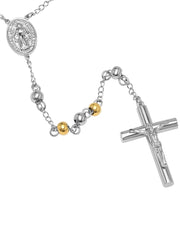 Stainless Steel Two Tone Rosary Necklace