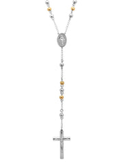 Stainless Steel Two Tone Rosary Necklace