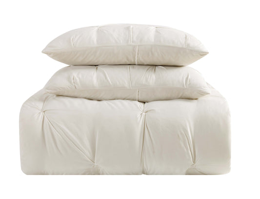 Arrow Pleated Comforter Set Ivory