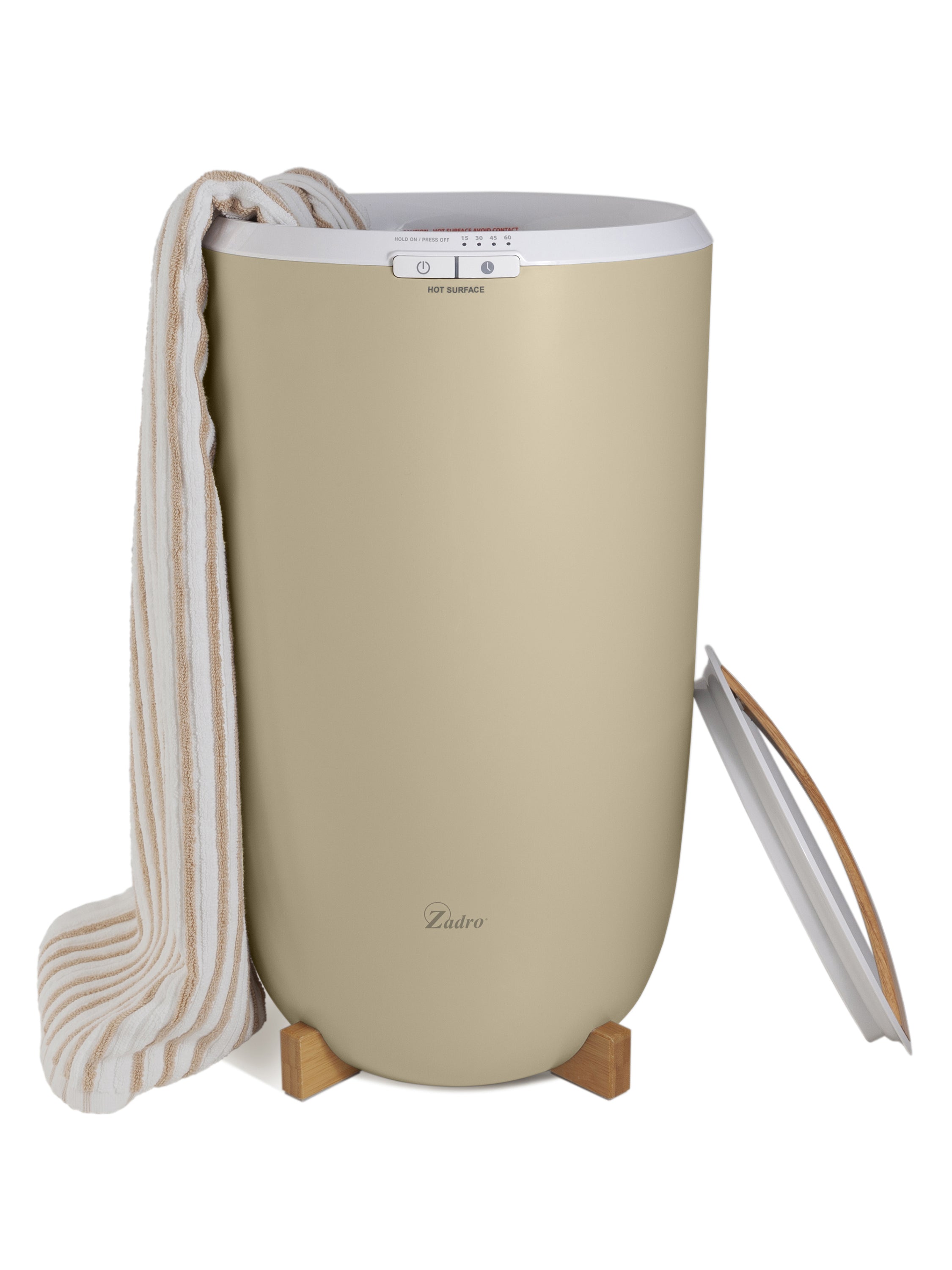  Zadro Towel Warmer w/ Aromatherapy Diffuser & Lavender Essential Oil 10ml - Bamboo/Ivory - Bonton