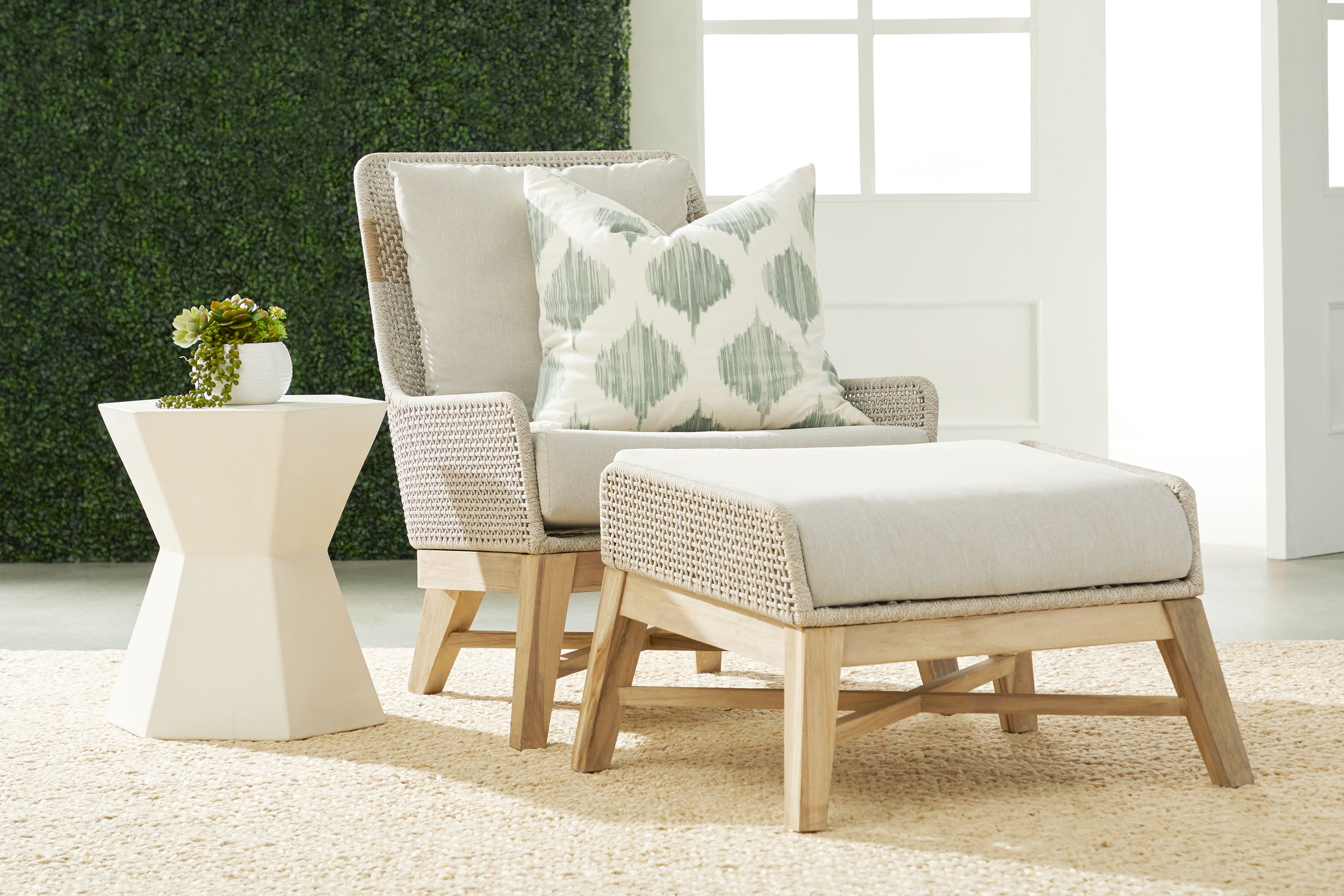  Essentials For Living Tapestry Outdoor Footstool - Taupe - Bonton