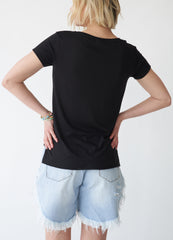 Teak Scoop Neck High-Low T-Shirt