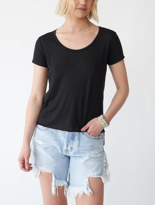 Teak Scoop Neck High-Low T-Shirt