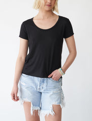 Teak Scoop Neck High-Low T-Shirt