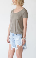 Teak Scoop Neck High-Low T-Shirt