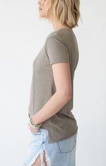 Teak Scoop Neck High-Low T-Shirt