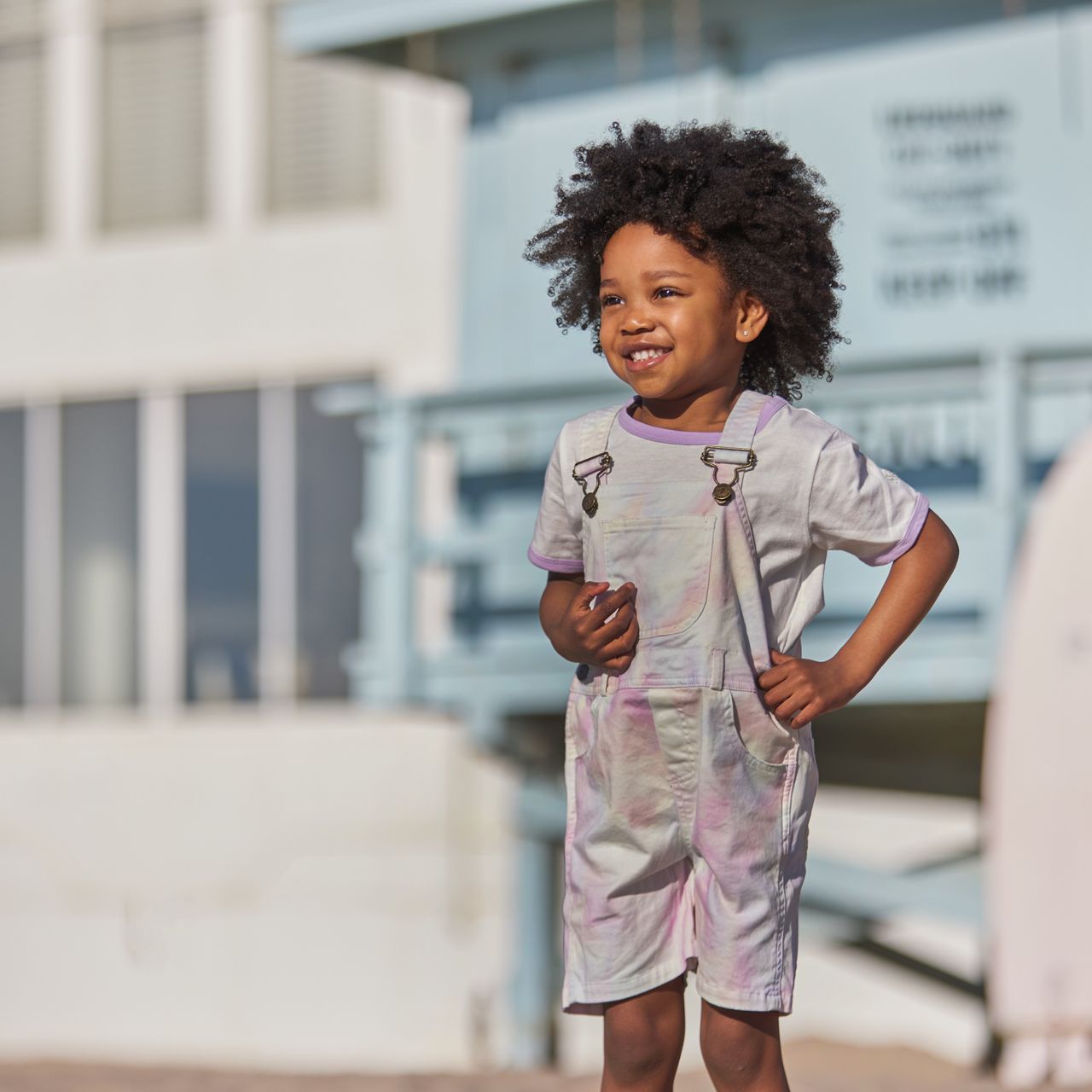  Dotty Dungarees Tie Dye Overall Shorts - Rainbow Multi - Bonton