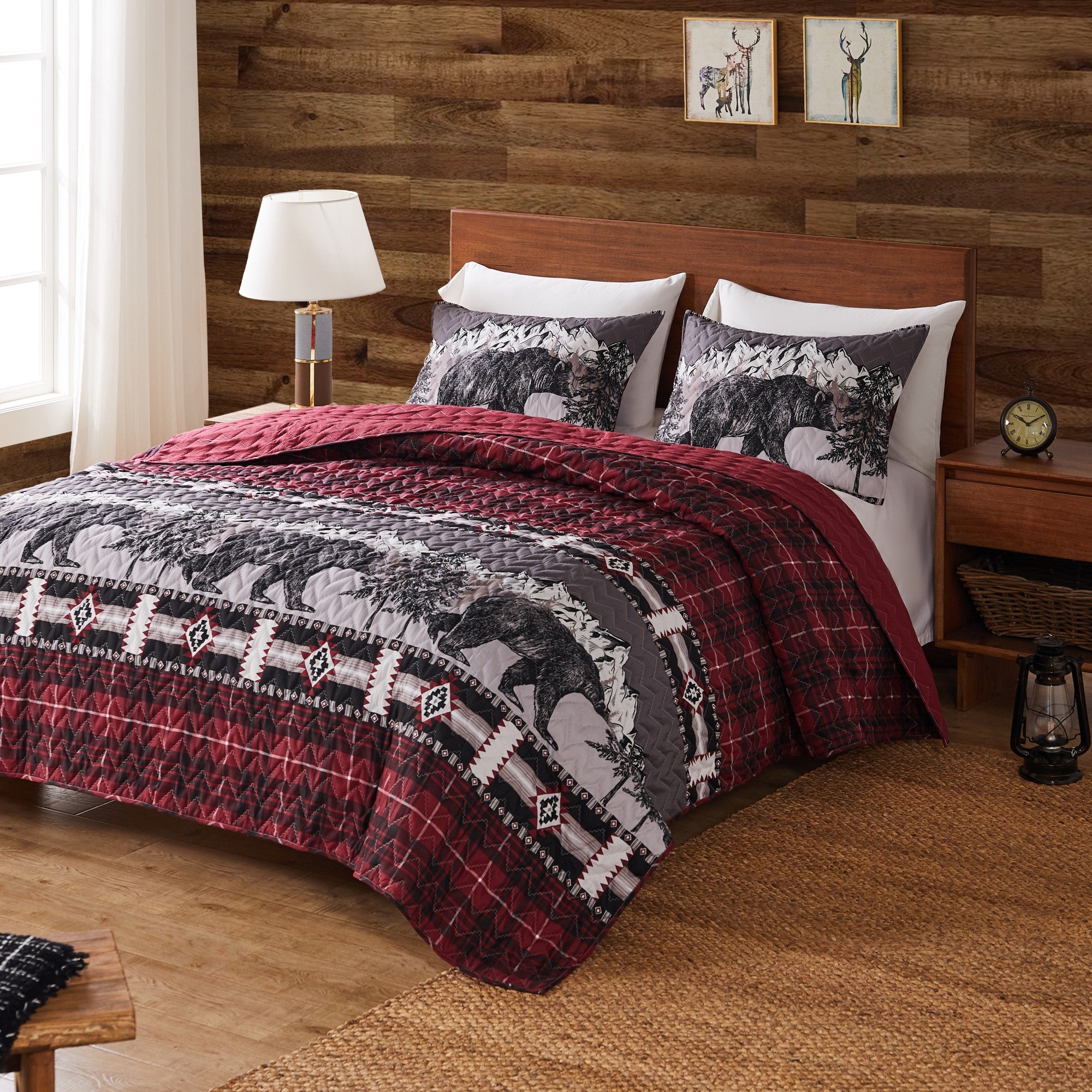  Greenland Home Fashions Timberline Great Outdoors Quilt Set - Red - Bonton