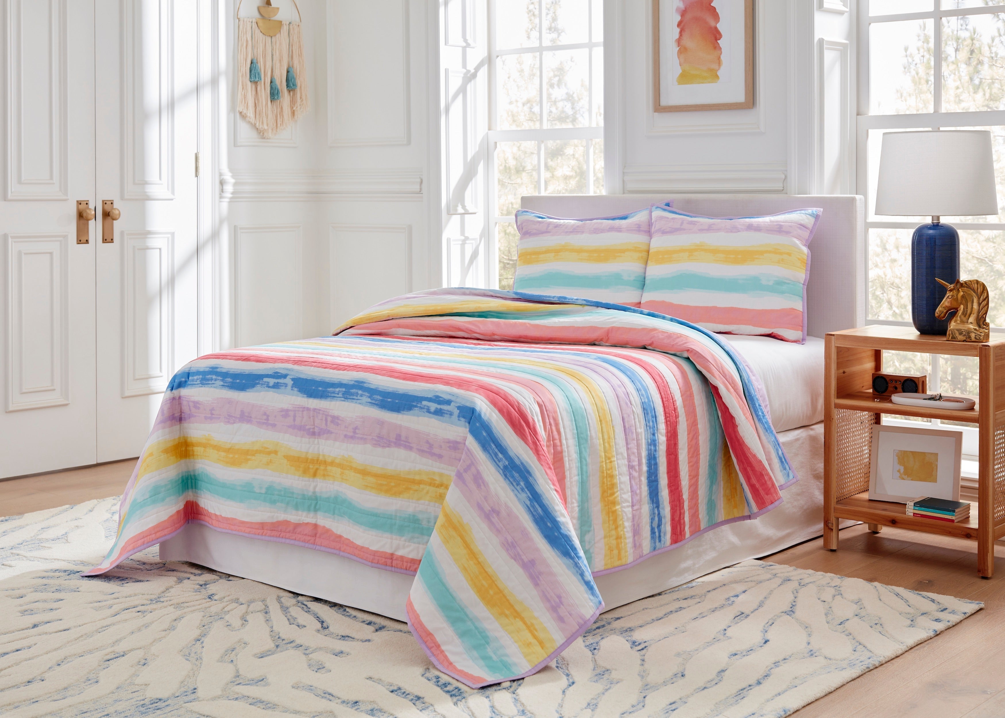  Lullaby Bedding Tiny Hearts 200 Thread Count Quilt Set - Multi - Bonton