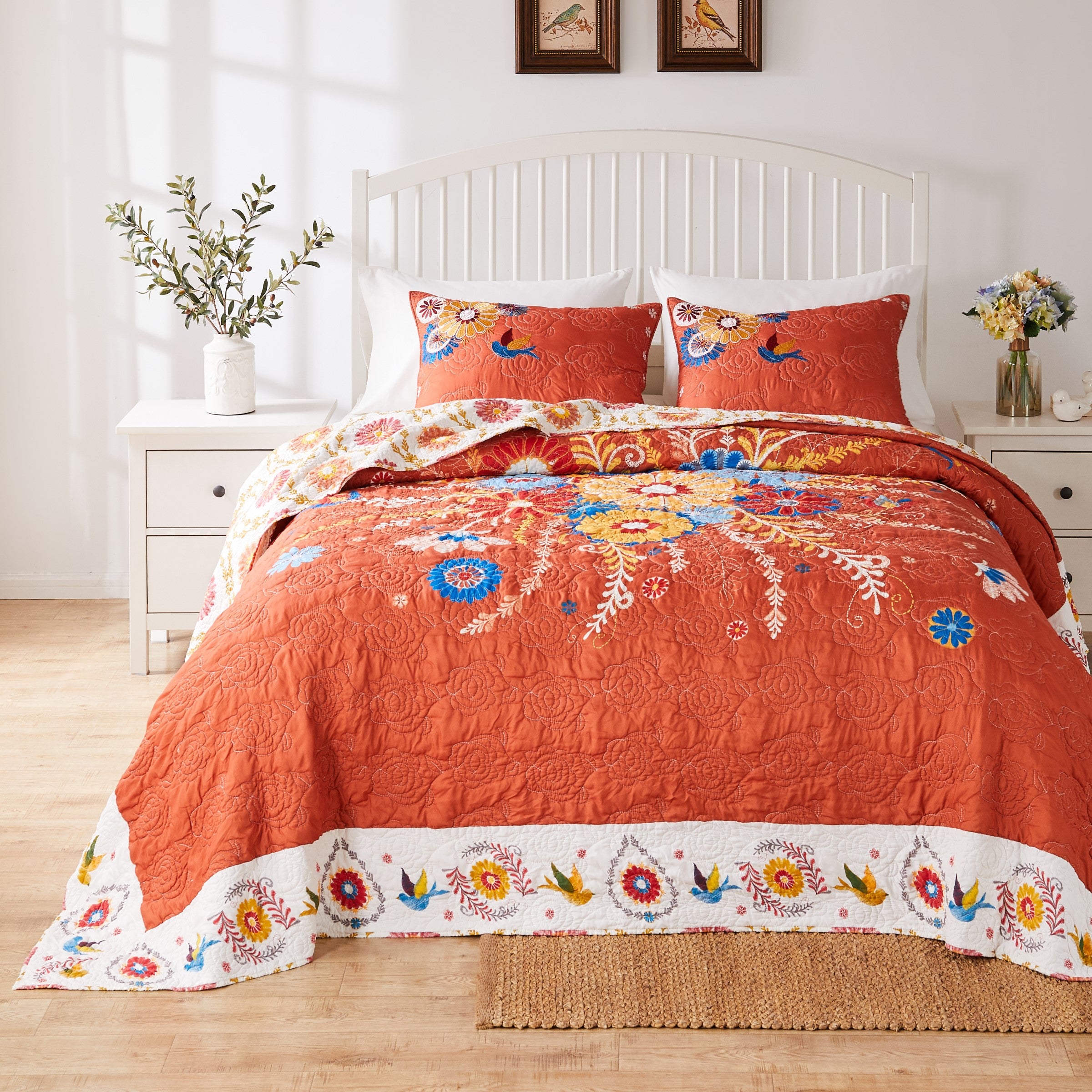  Greenland Home Fashions Topanga Bordered Boho Quilt Set - Multi - Bonton