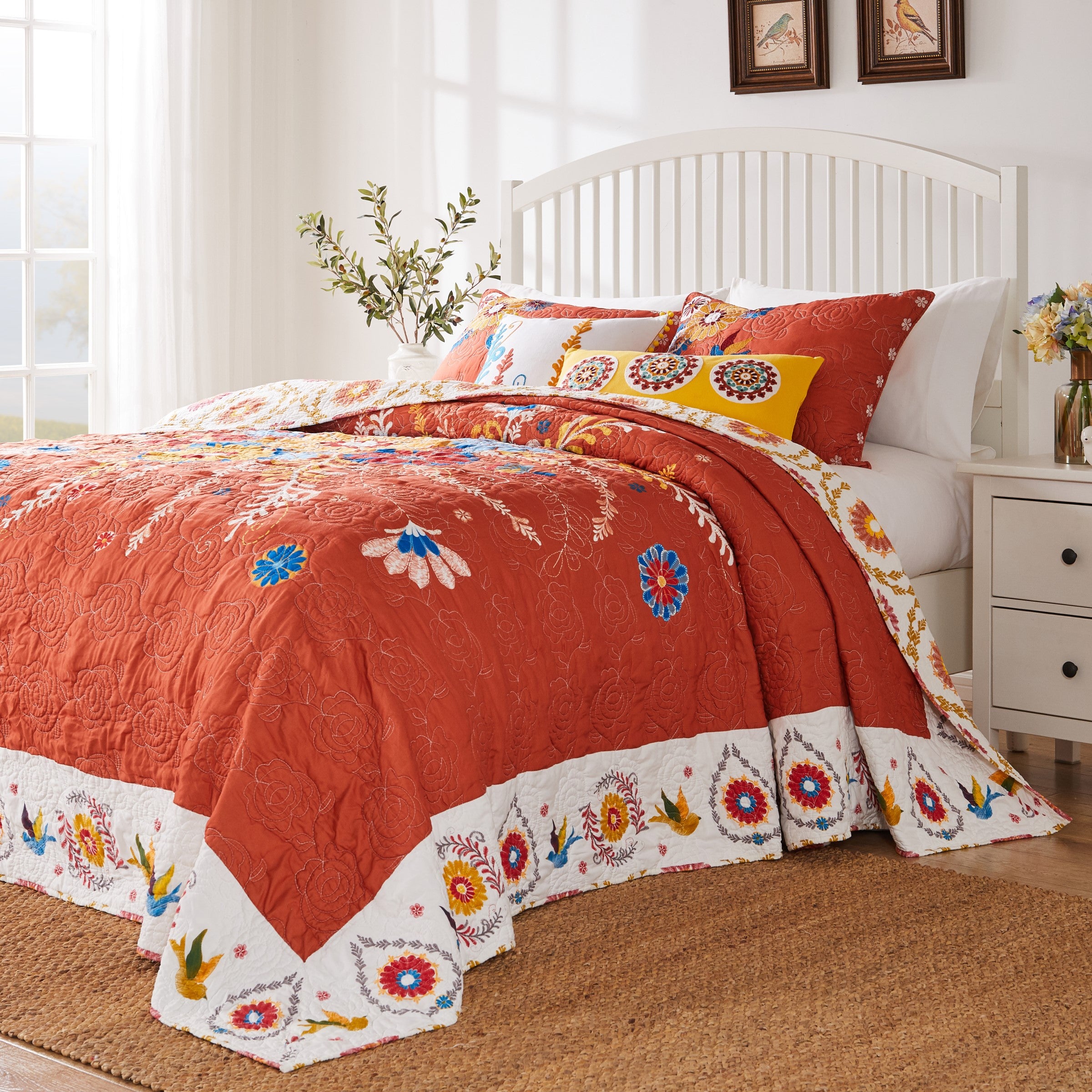  Greenland Home Fashions Topanga Bordered Boho Quilt Set - Multi - Bonton