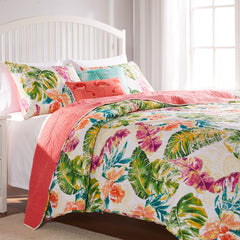 Tropics Reversible Coastal Palm Quilt Set