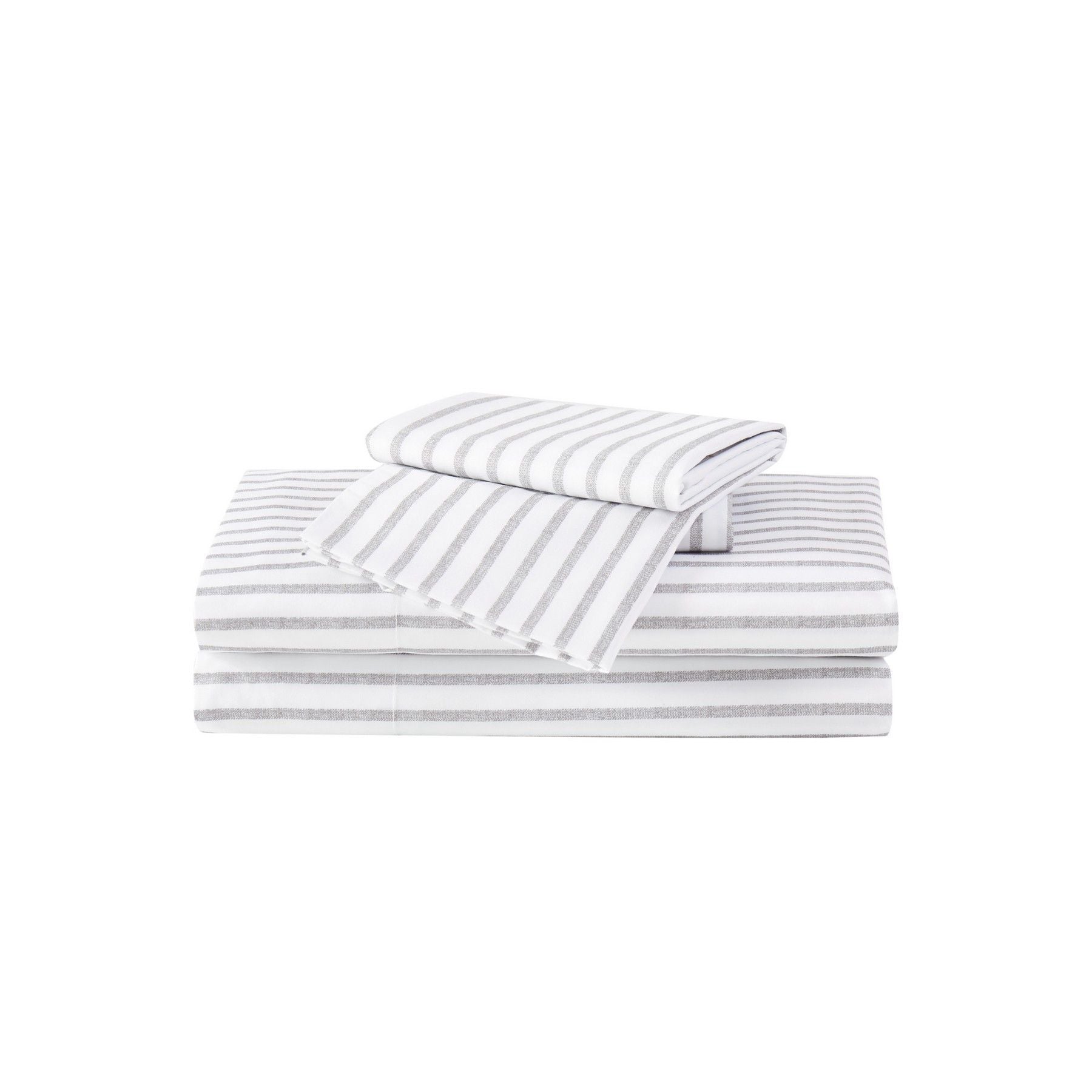  Truly Soft Classic Pinstripe Sheet Set - White and Grey - Bonton