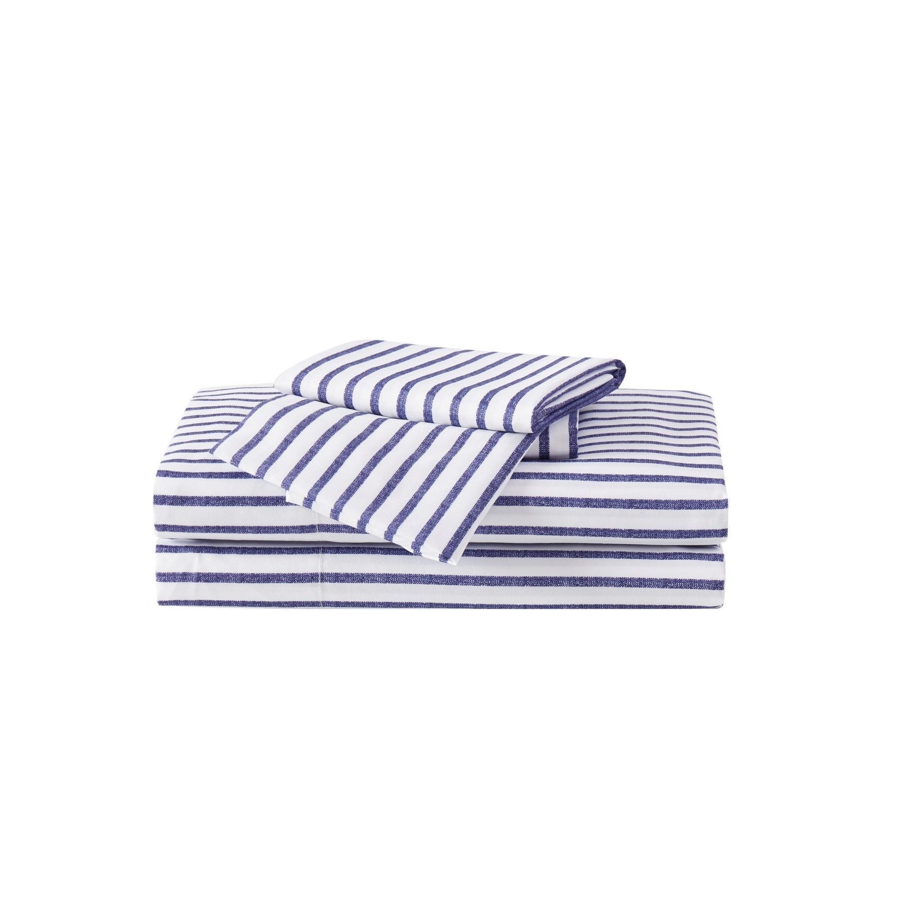  Truly Soft Classic Pinstripe Sheet Set - White and Grey - Bonton