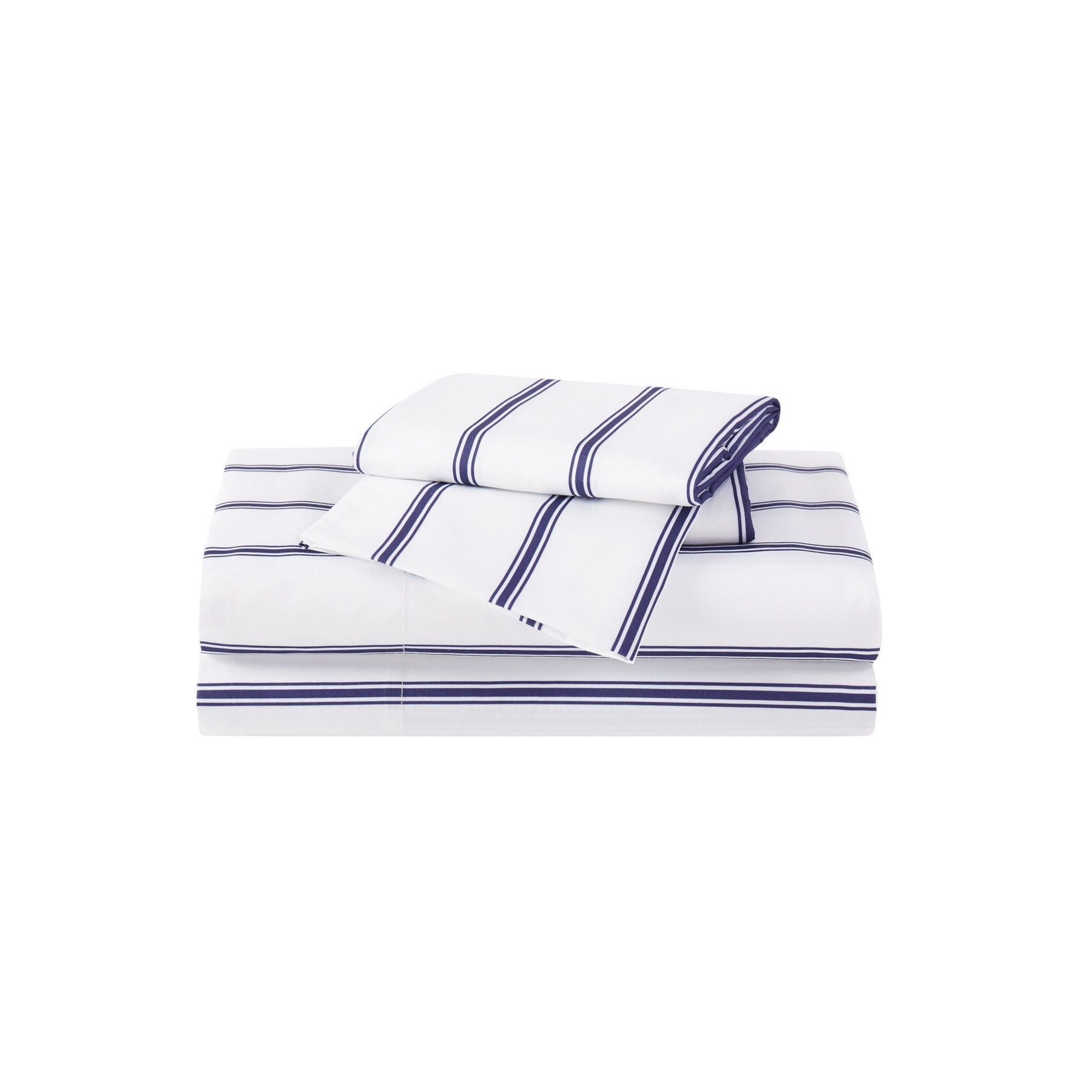  Truly Soft Ticking Stripe Sheet Set White/Navy - White and Navy - Bonton