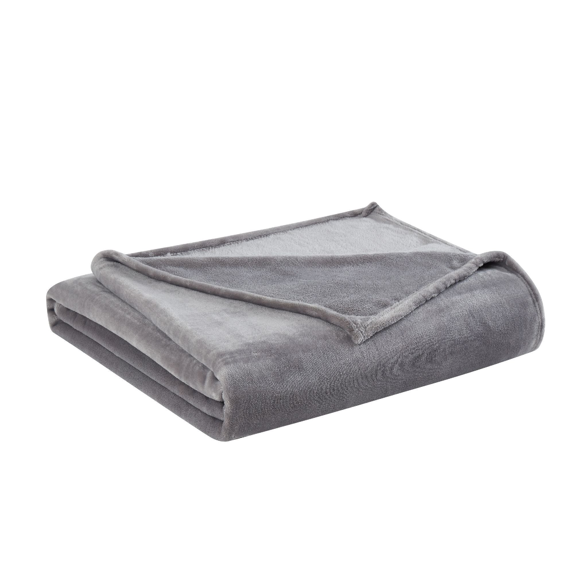  Truly Soft Velvet Plush Blanket - Grey - Bonton