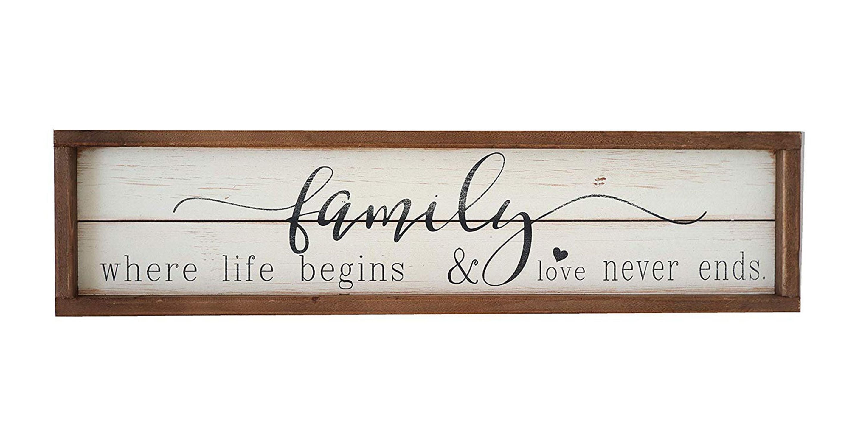  Paris Loft Family Where Life Begins Farmhouse Style Sign - White/Brown - Bonton