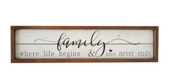 Family Where Life Begins Farmhouse Style Sign