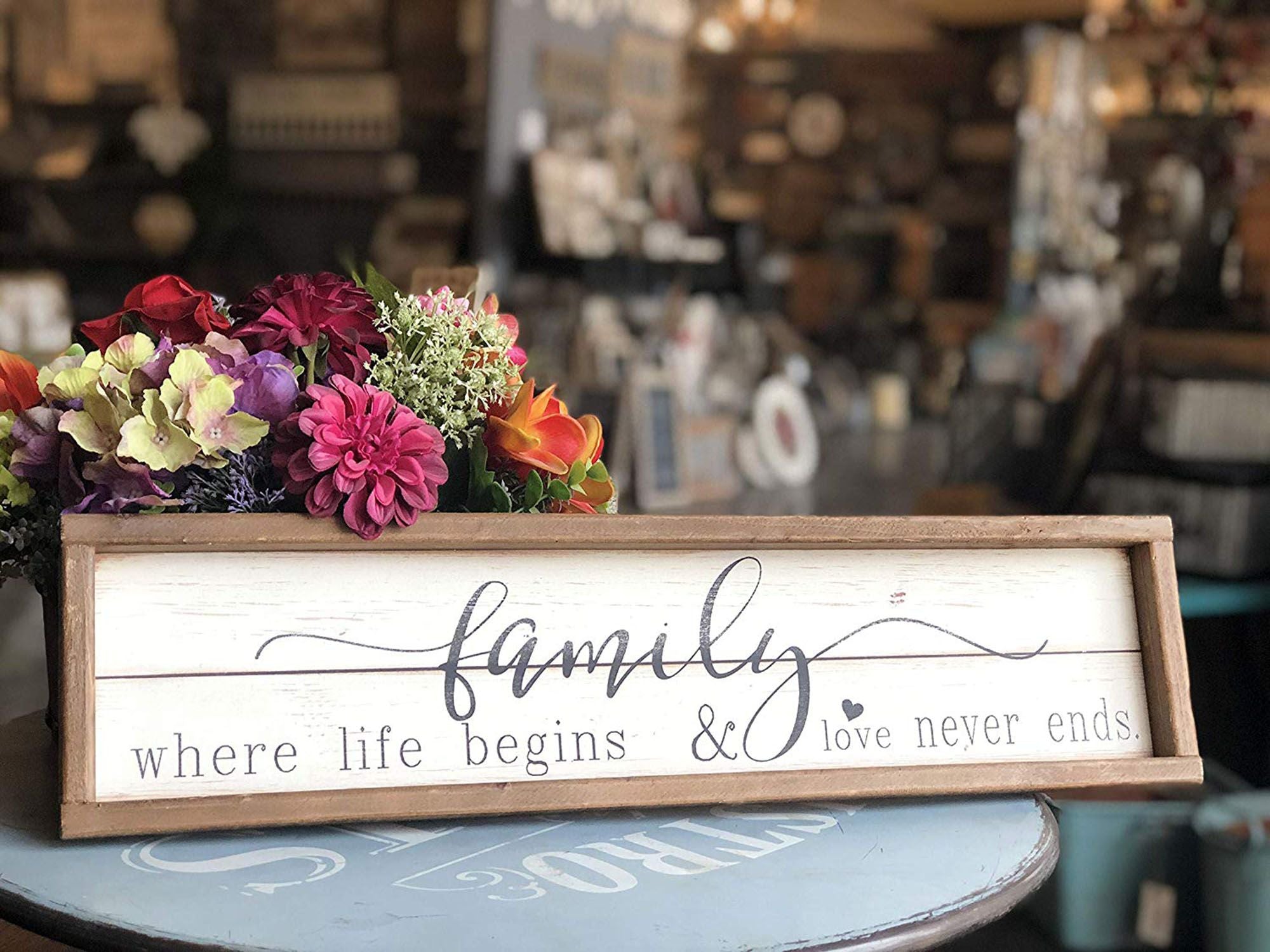  Paris Loft Family Where Life Begins Farmhouse Style Sign - White/Brown - Bonton