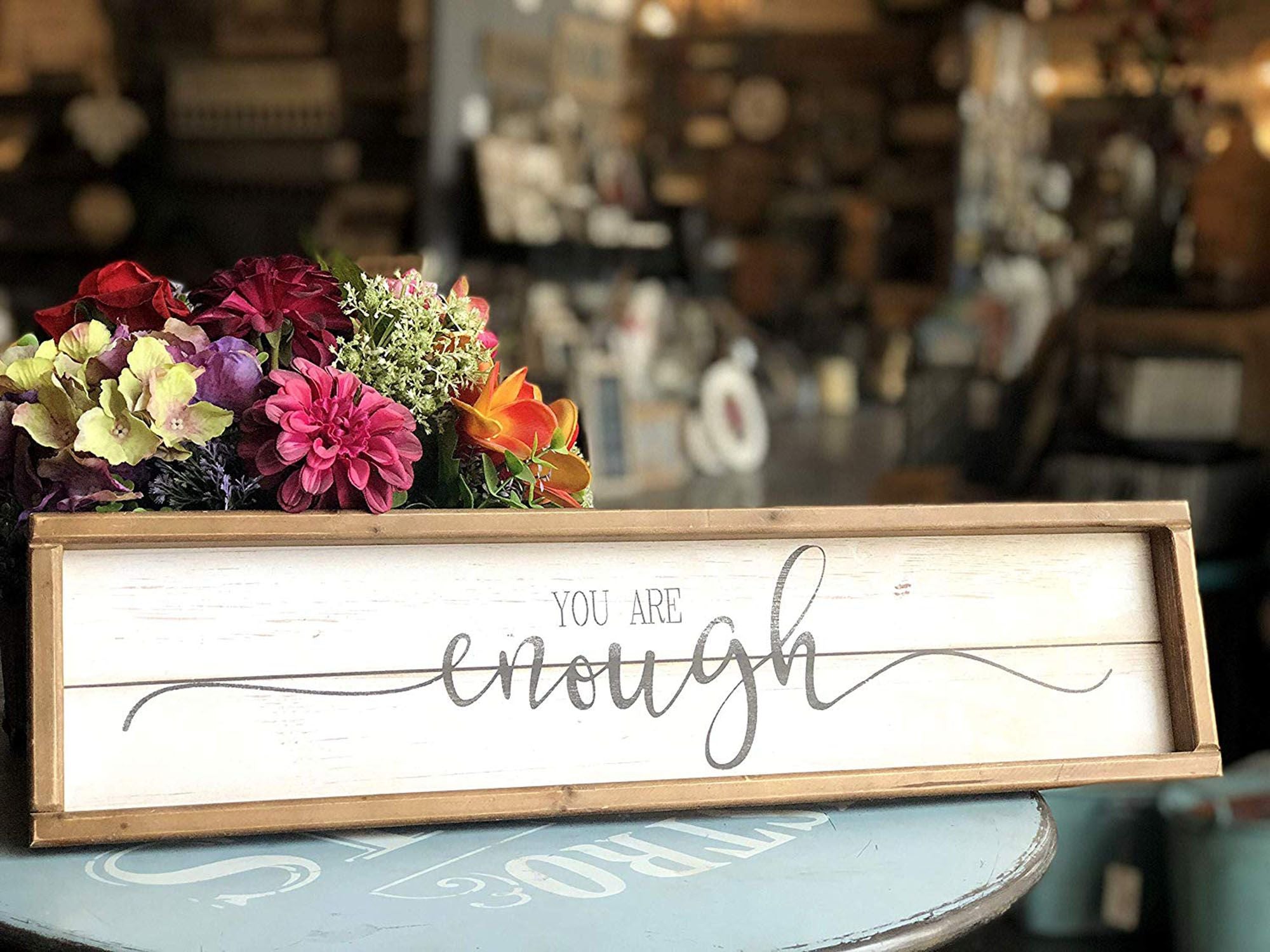  Paris Loft You are Enough  Farmhouse Style Sign - White/Brown - Bonton