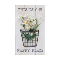 This Is Our Happy Place Floral Wood Wall Sign