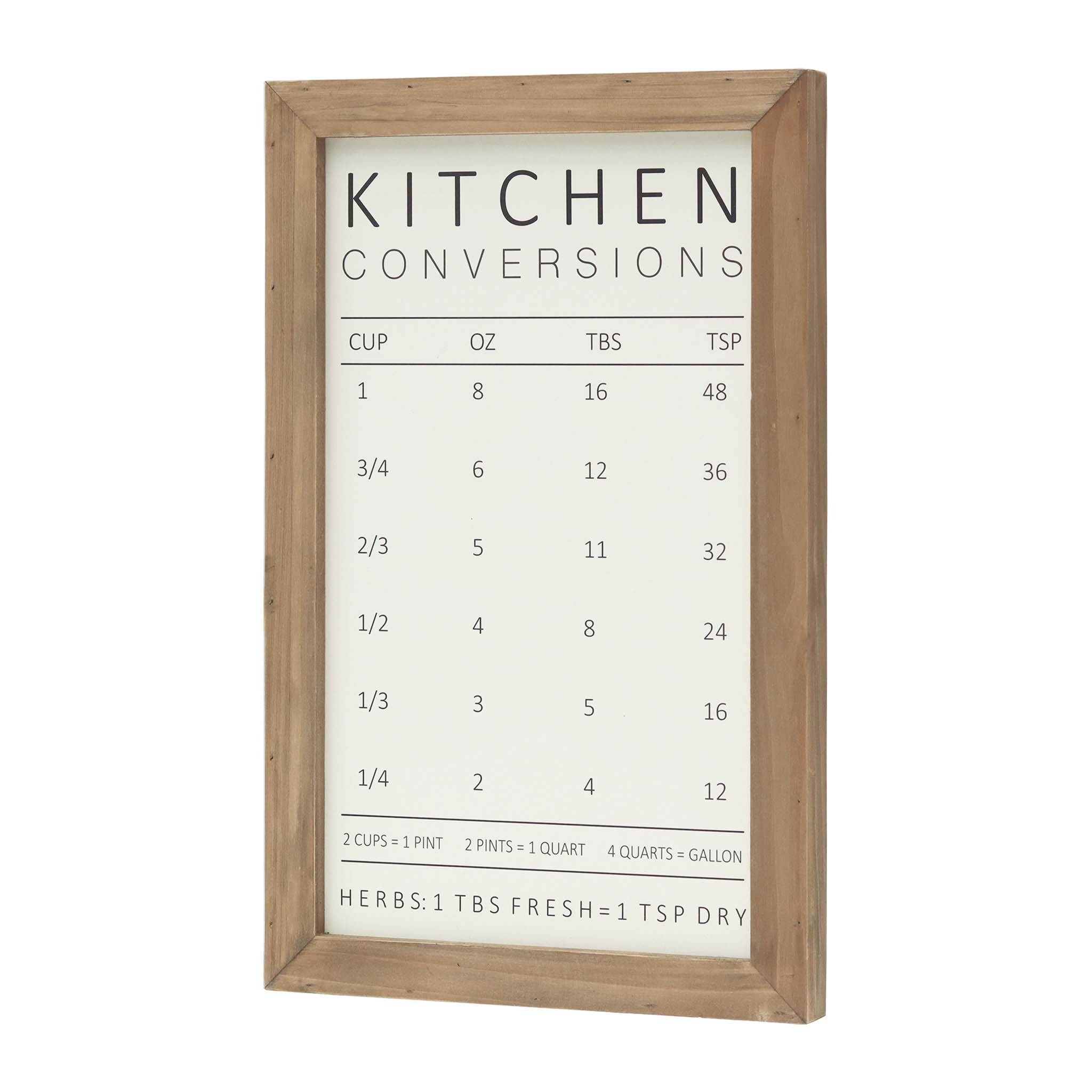  Paris Loft Kitchen Conversion Chart Wood Frame Wall Plaque - Brown - Bonton