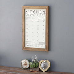 Kitchen Conversion Chart Wood Frame Wall Plaque