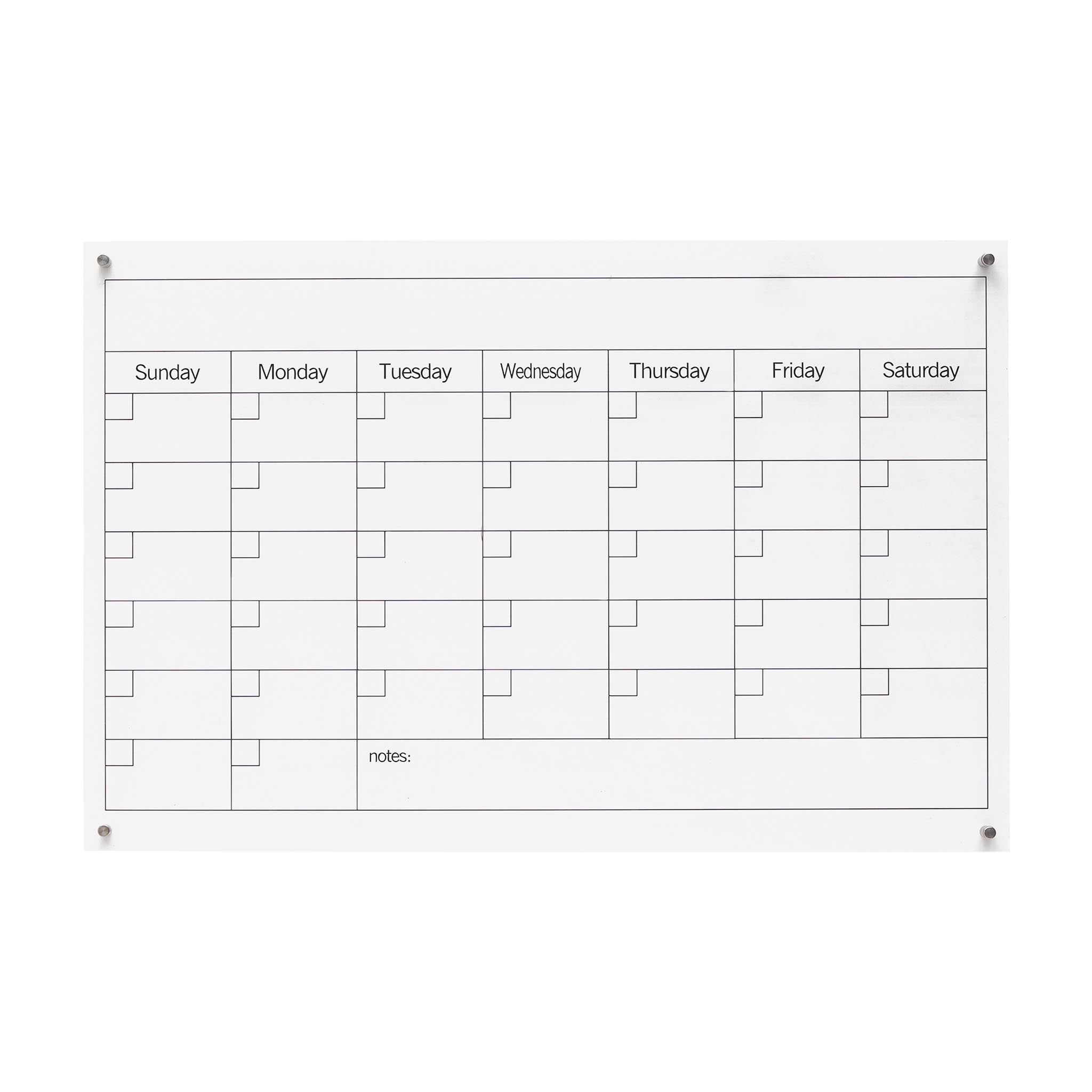  Paris Loft Reusable Acrylic Wall Calendar Dry Erase Board for Notes - White - Bonton