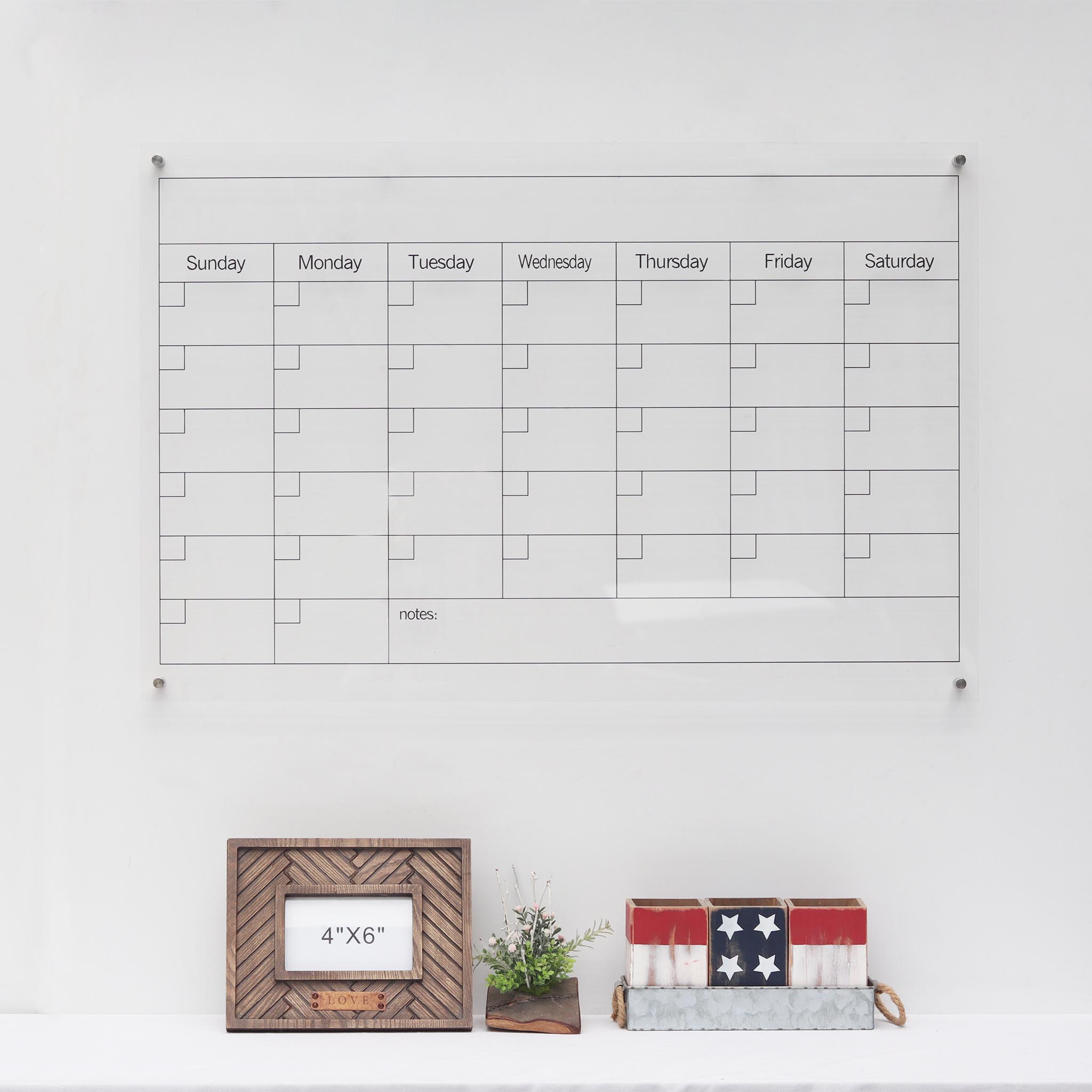  Paris Loft Reusable Acrylic Wall Calendar Dry Erase Board for Notes - White - Bonton