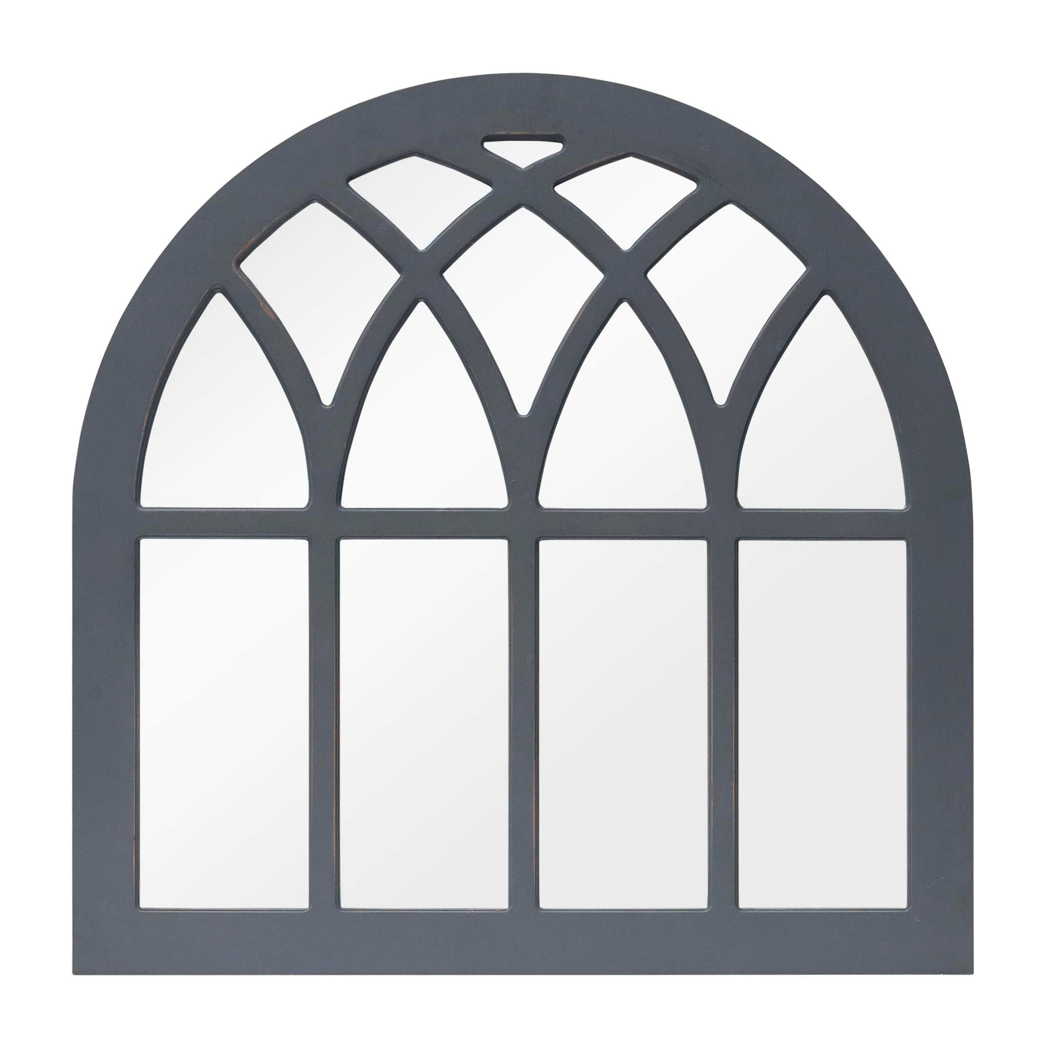  Paris Loft Farmhouse Arched Window Mirror, Cathedral Mirror - Gray - Bonton