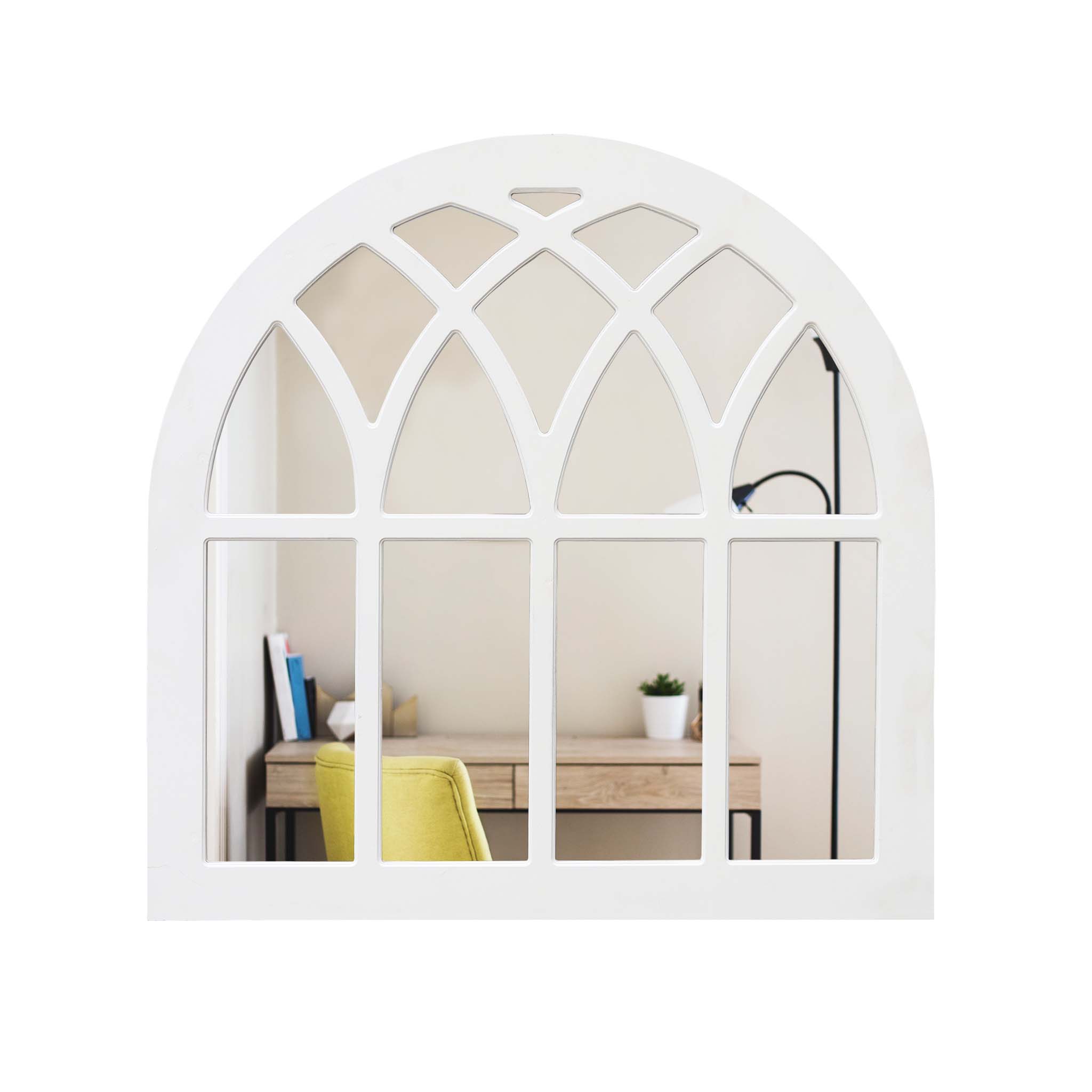  Paris Loft Farmhouse Arched Window Mirror, Cathedral Mirror - Gray - Bonton