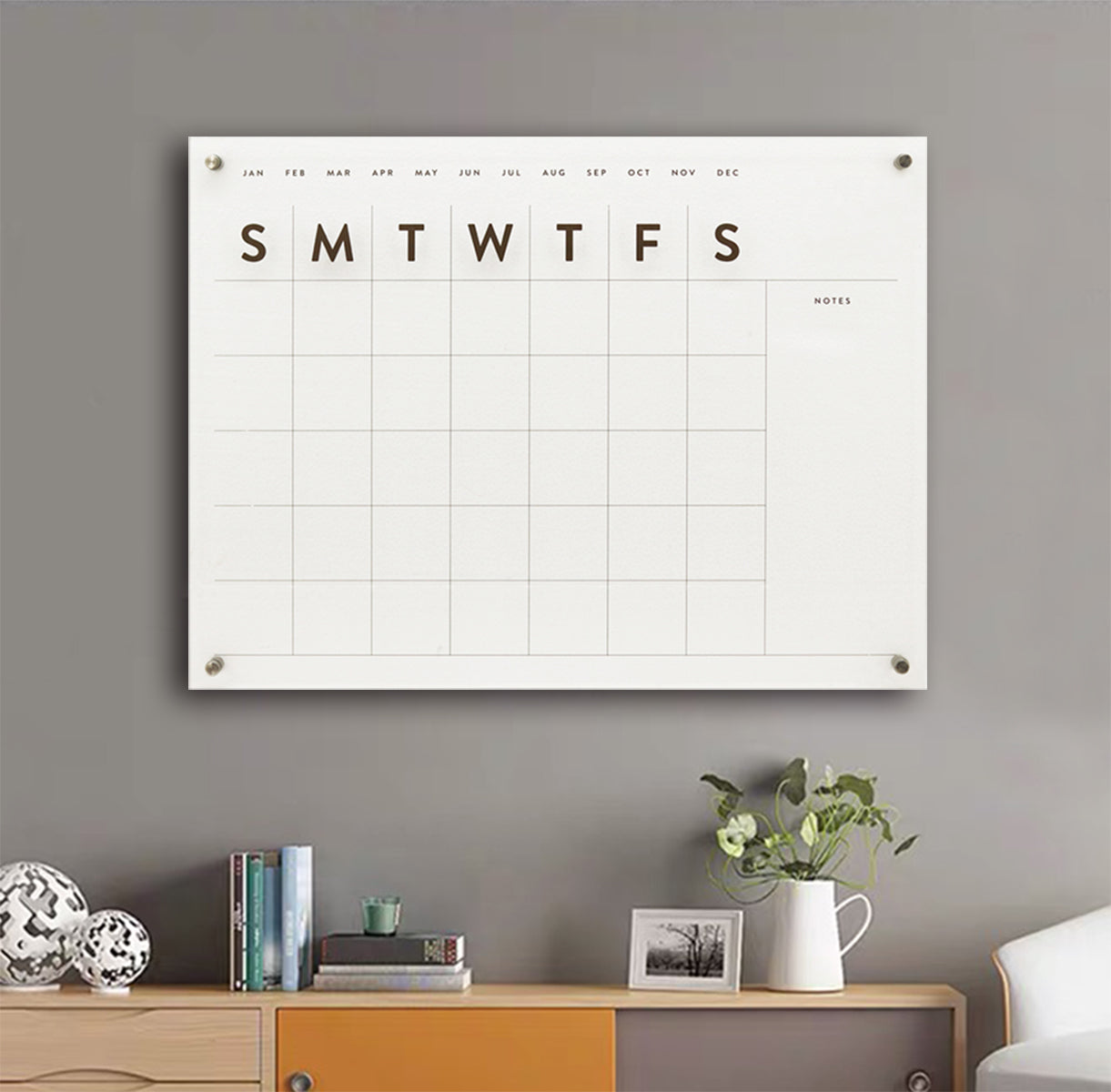  Paris Loft Reusable Acrylic Wall Calendar - White - Bonton